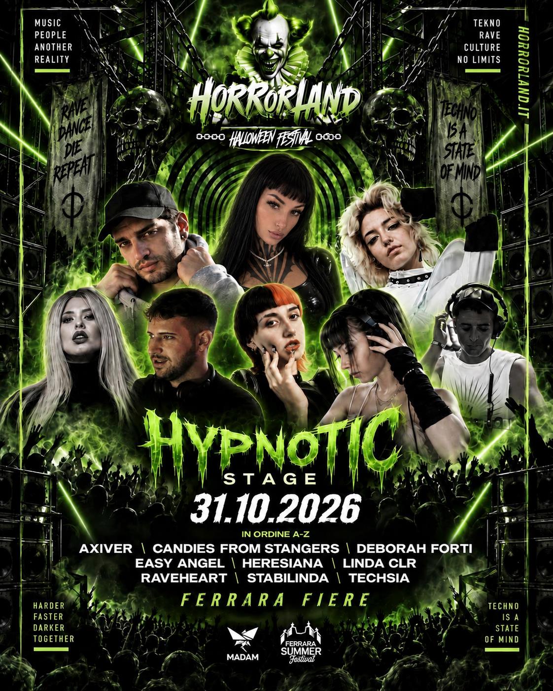 Gli artisti annunciati al Hypnotic Stage di Horrorland 2026